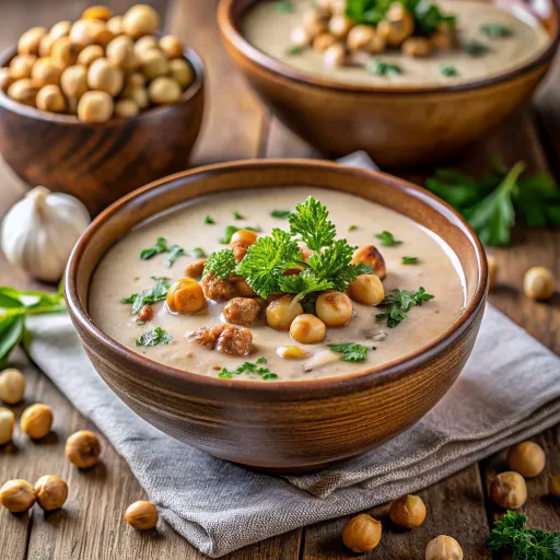 ซุปเห็ดและถั่วลูกไก่